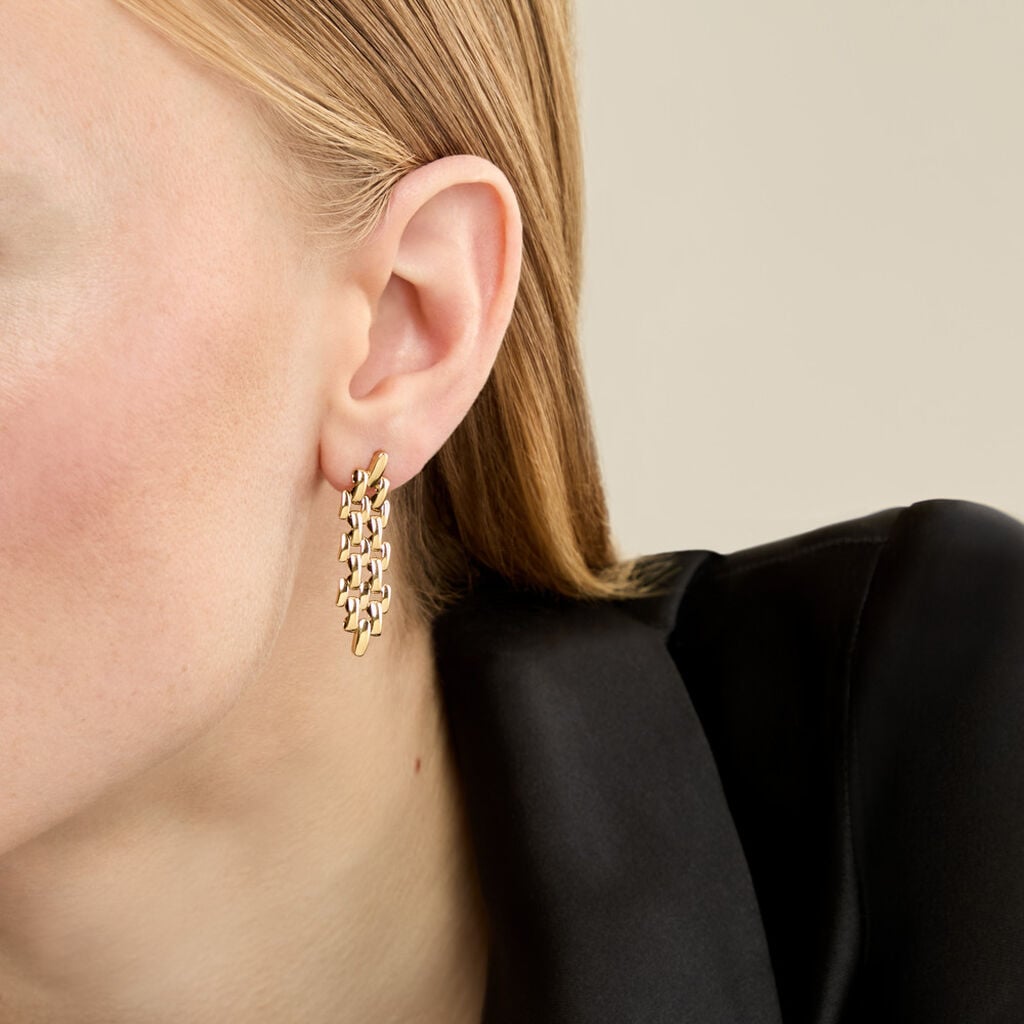Boucles D'oreilles Pendantes Lady Code Acier Jaune - Boucles d'oreilles pendantes Femme | Histoire d&rsquo;Or