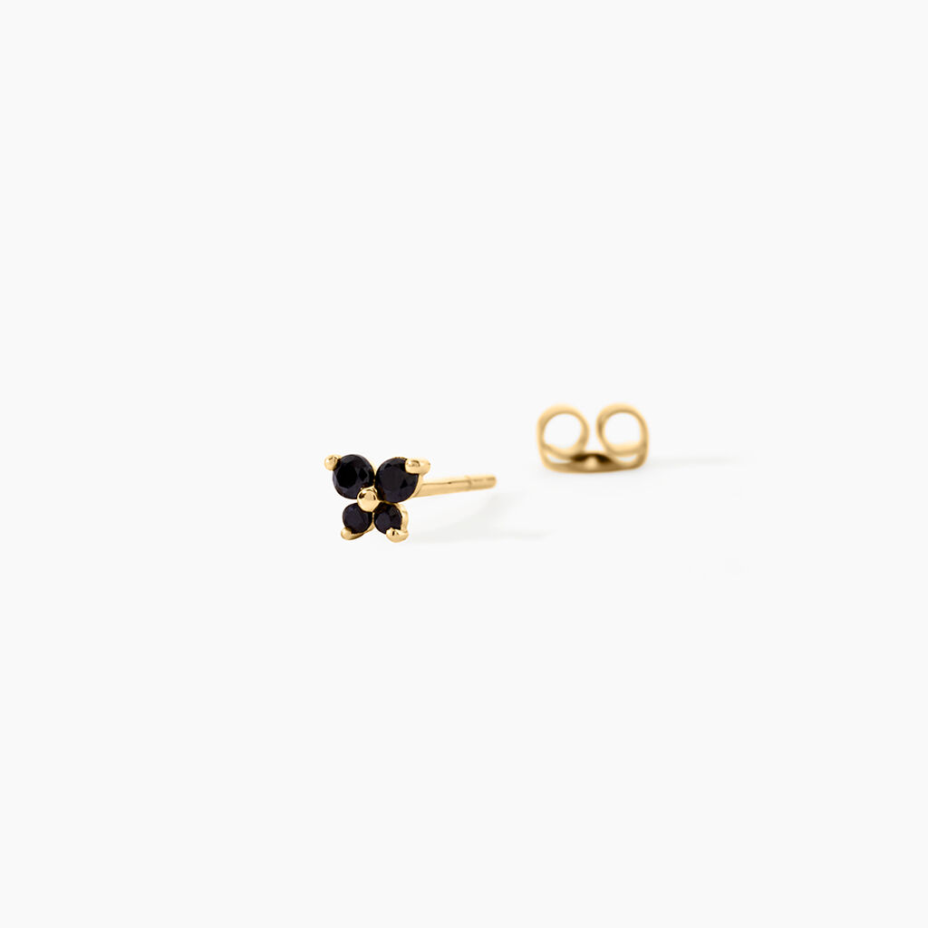 Boucles D'Oreilles Puces Eleanor Fleur Argent Dor&eacute; A L'Or 750/1000 Oxyde De Zirconium - Boucles d'oreilles fantaisie Enfant | Histoire d&rsquo;Or