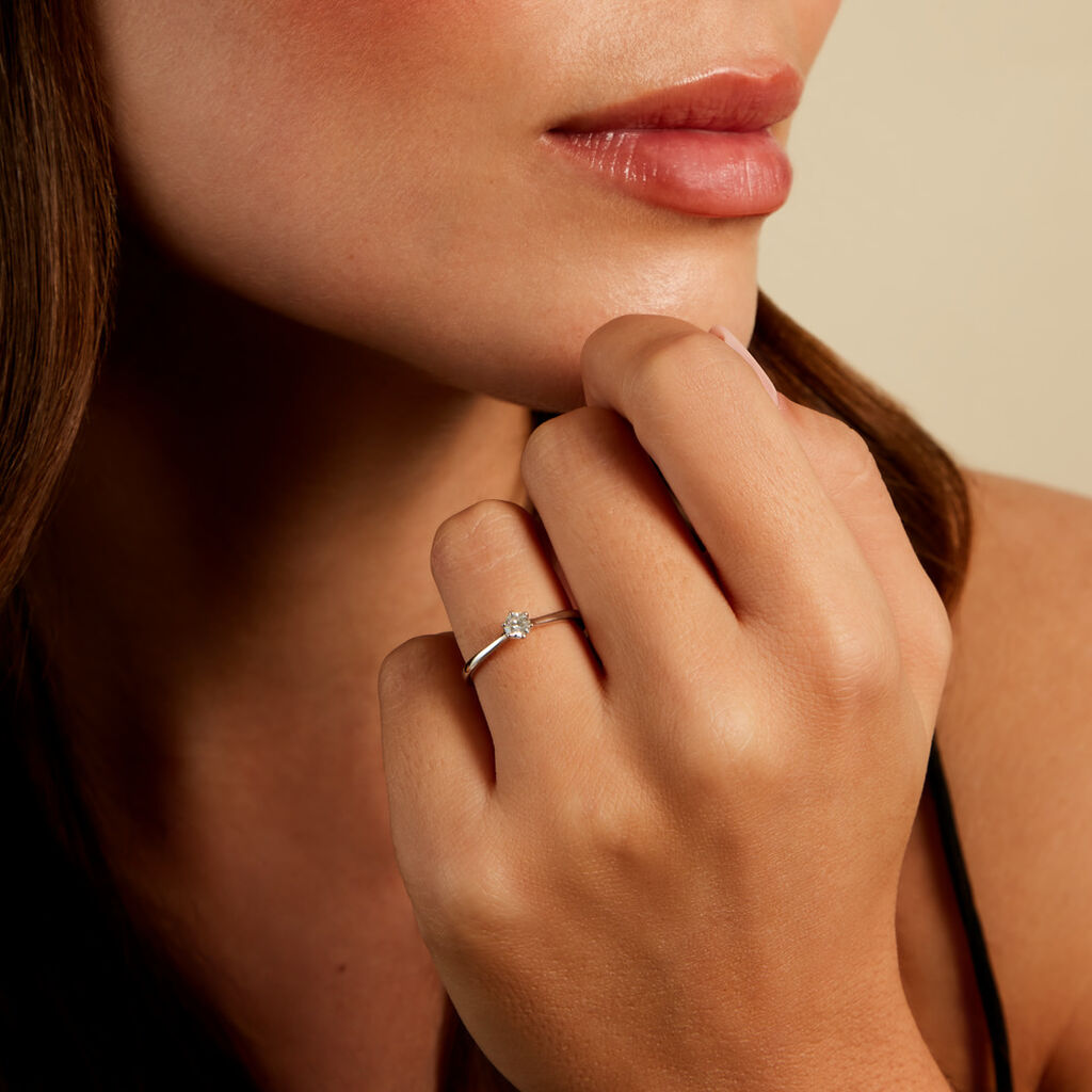 Bague Athena Platine Blanc Diamant - Bagues solitaires Femme | Histoire d&rsquo;Or