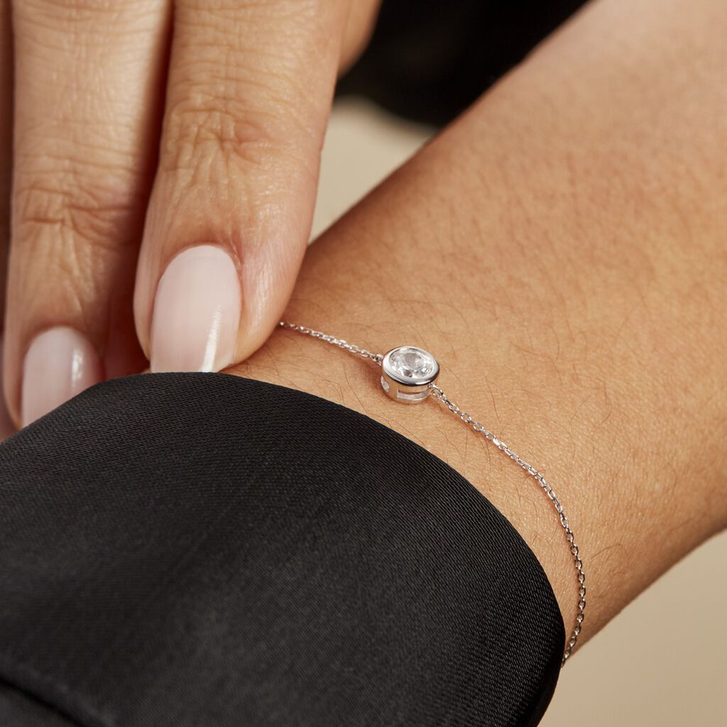 Bracelet Columbine Or Blanc Oxyde De Zirconium Blanc - Bracelets Femme | Histoire d’Or