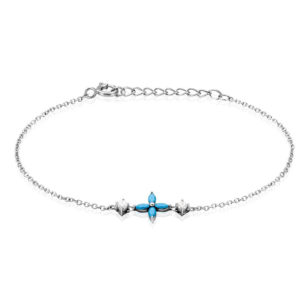 Bracelet Bluebirds Argent Blanc Turquoise Oxyde De Zirconium - Bracelets Femme | Histoire d’Or