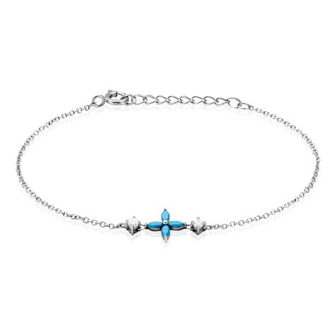 Bracelet Bluebirds Argent Blanc Turquoise Oxyde De Zirconium - Bracelets Femme | Histoire d’Or