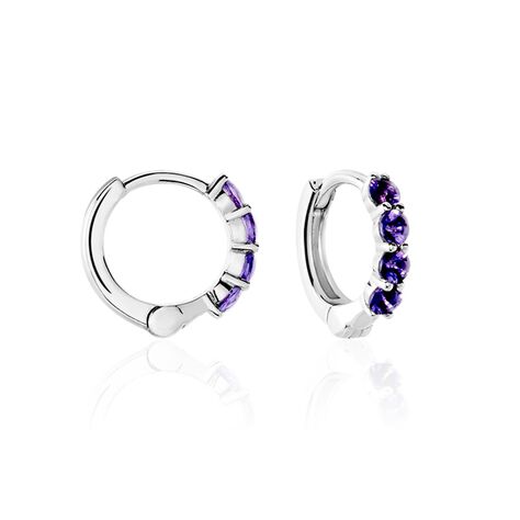 Créoles Leatrice Or Blanc Amethyste Violet - Boucles d'oreilles créoles Femme | Histoire d’Or