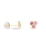 Boucles D'oreilles Puces Fleur Rose Or Jaune - Clous d'oreilles Enfant | Histoire d&rsquo;Or