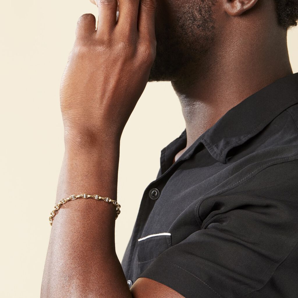 Bracelet Carlo Or Bicolore Maille Marine Ronde - Bracelets chaîne Homme | Histoire d’Or