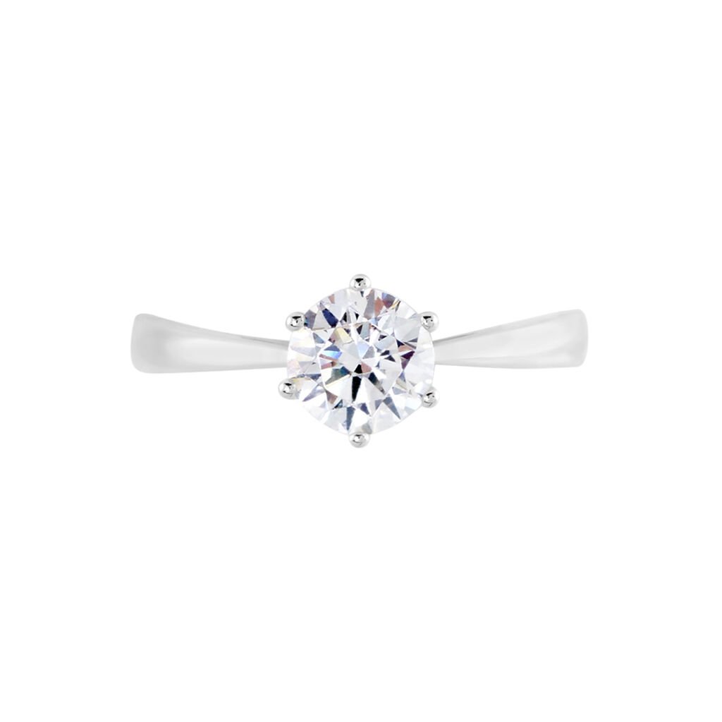 Solitaire Or Blanc Laurian Oxyde De Zirconium Blanc - Bagues solitaires Femme | Histoire d&rsquo;Or