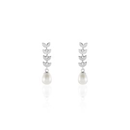 Boucles D'oreilles Pendantes Giacobbe Argent Blanc Perle De Culture - Boucles d'oreilles fantaisie Femme | Histoire d’Or
