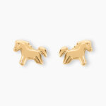 Boucles D'oreilles Puces Freyia Cheval Or Jaune - Clous d'oreilles Enfant | Histoire d&rsquo;Or