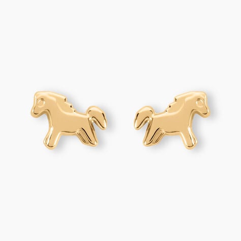 Boucles D'oreilles Puces Freyia Cheval Or Jaune - Clous d'oreilles Enfant | Histoire d’Or