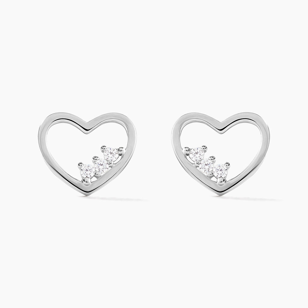 Boucles D'oreilles Puces Argent Blanc Shelan Oxydes De Zirconium - Boucles d'oreilles fantaisie Femme | Histoire d&rsquo;Or
