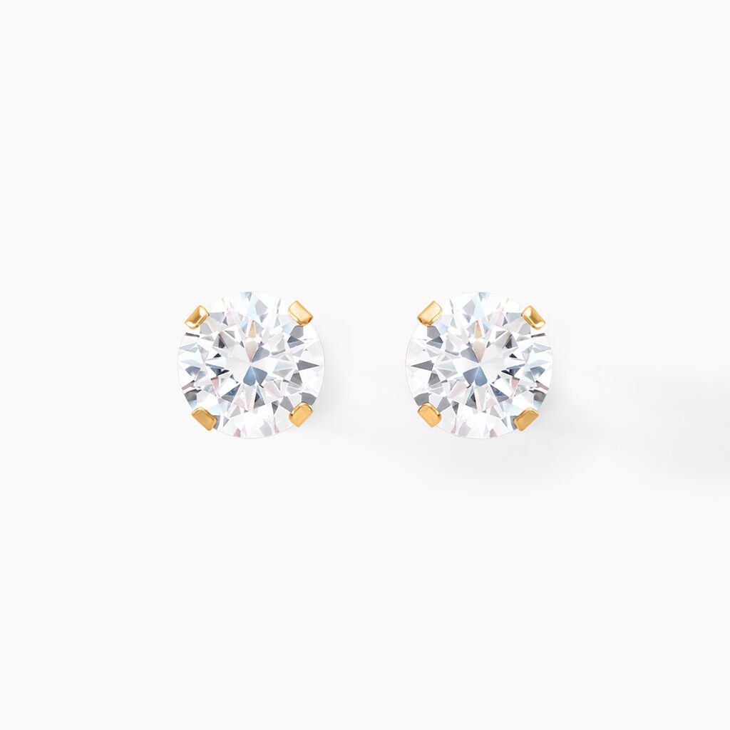 Boucles D'oreilles Puces Eddie Or Jaune Oxyde De Zirconium - Clous d'oreilles Femme | Histoire d&rsquo;Or