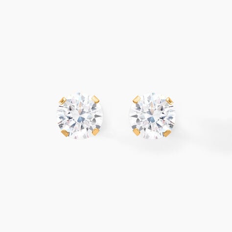 Boucles D'oreilles Puces Eddie Or Jaune Oxyde De Zirconium - Clous d'oreilles Femme | Histoire d&rsquo;Or