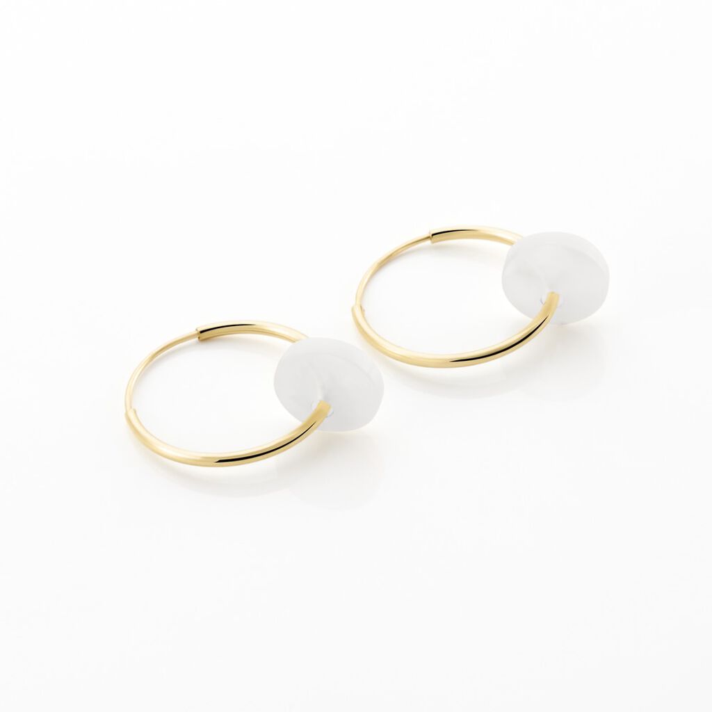 Creoles Or Jaune Vicenze Nacre - Boucles d'oreilles cr&eacute;oles Enfant | Histoire d&rsquo;Or