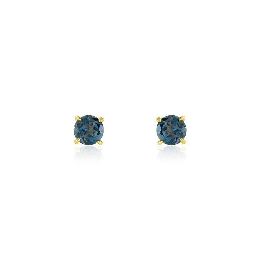 Boucles D'oreilles Puces Elea Or Jaune Topaze Bleu London - Clous d'oreilles Femme | Histoire d’Or