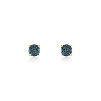 Boucles D'oreilles Puces Elea Or Jaune Topaze Bleu London