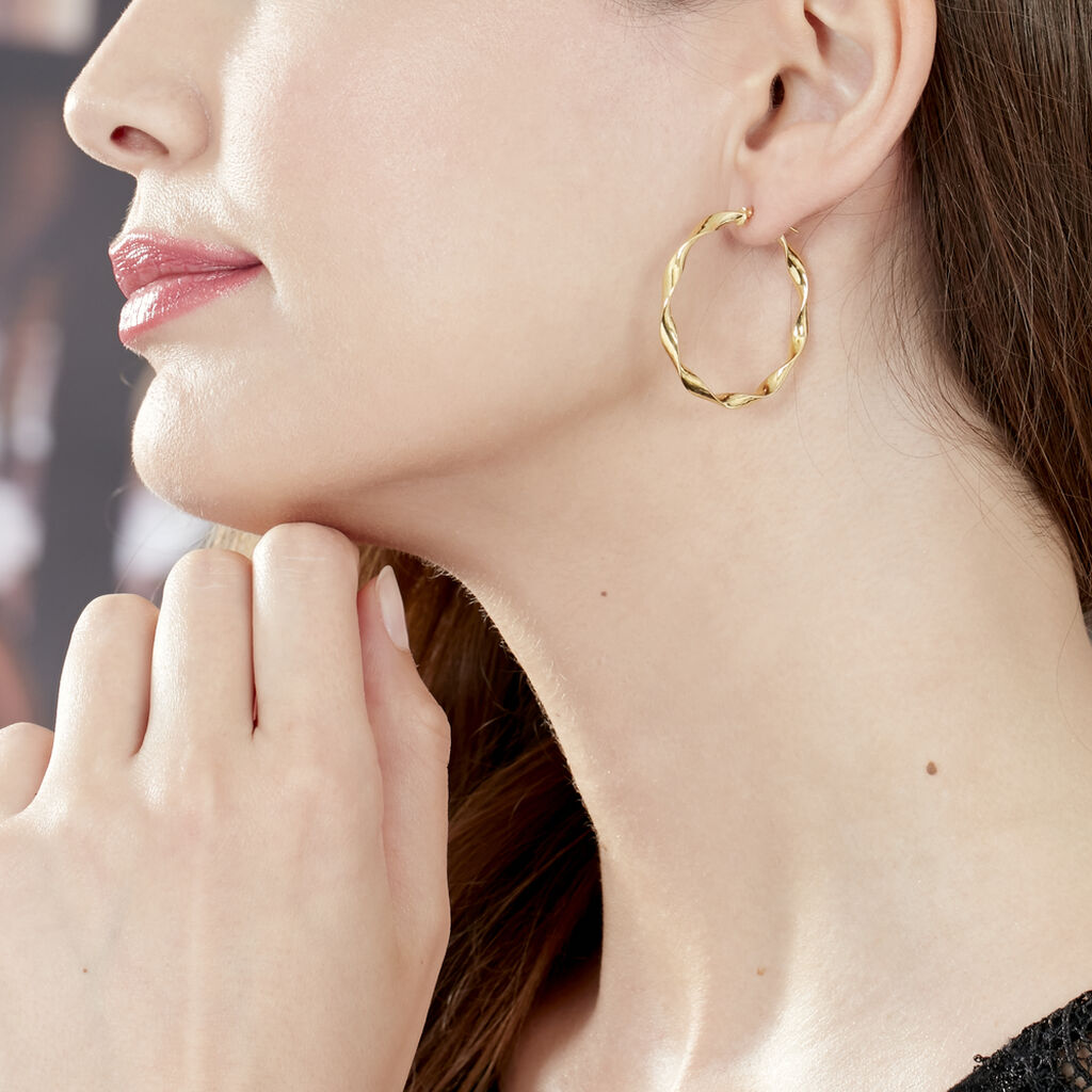 Cr&eacute;oles Falbala Or Jaune - Boucles d'oreilles cr&eacute;oles Femme | Histoire d&rsquo;Or