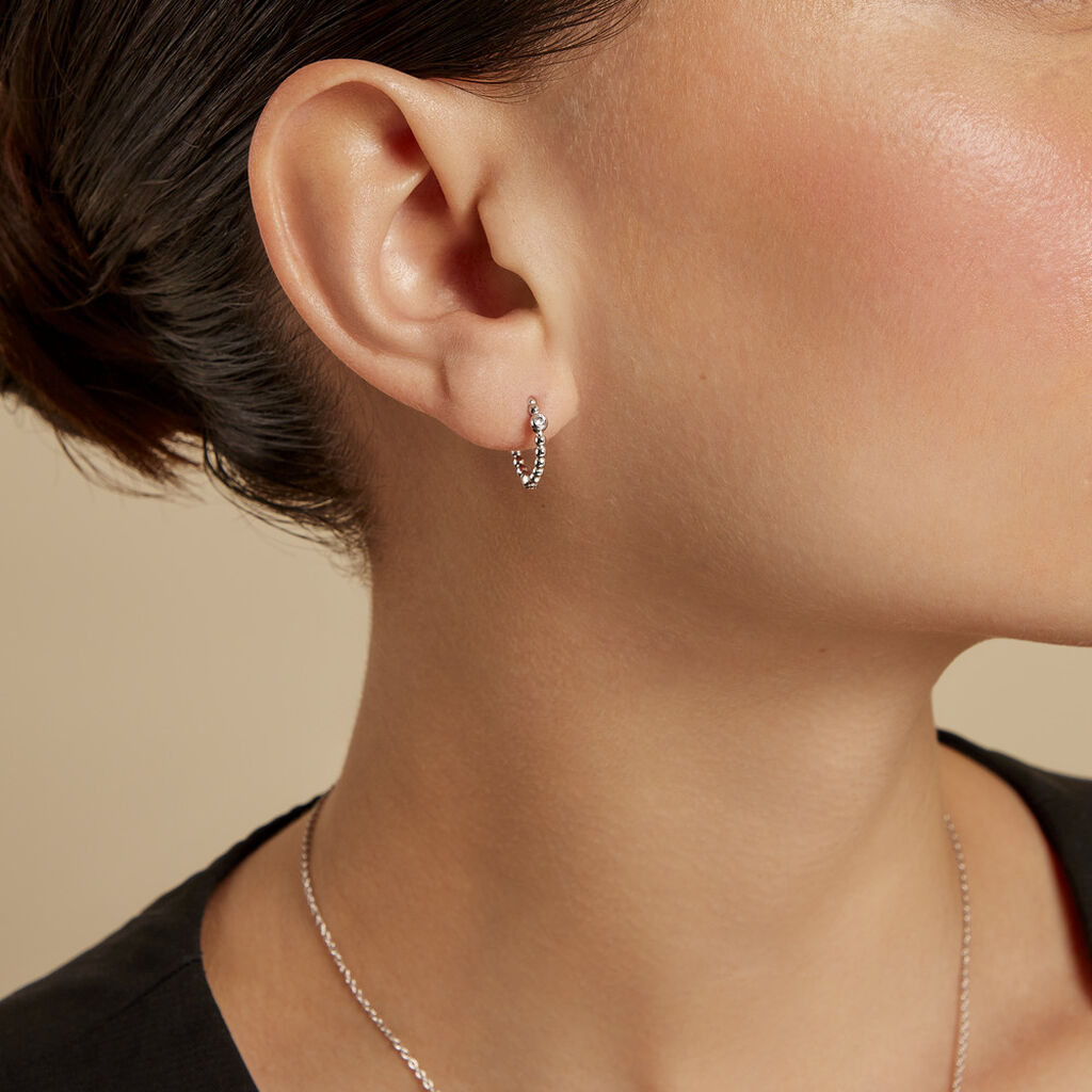 Créoles Salana Argent Blanc Oxyde De Zirconium - Boucles d'oreilles créoles Femme | Histoire d’Or
