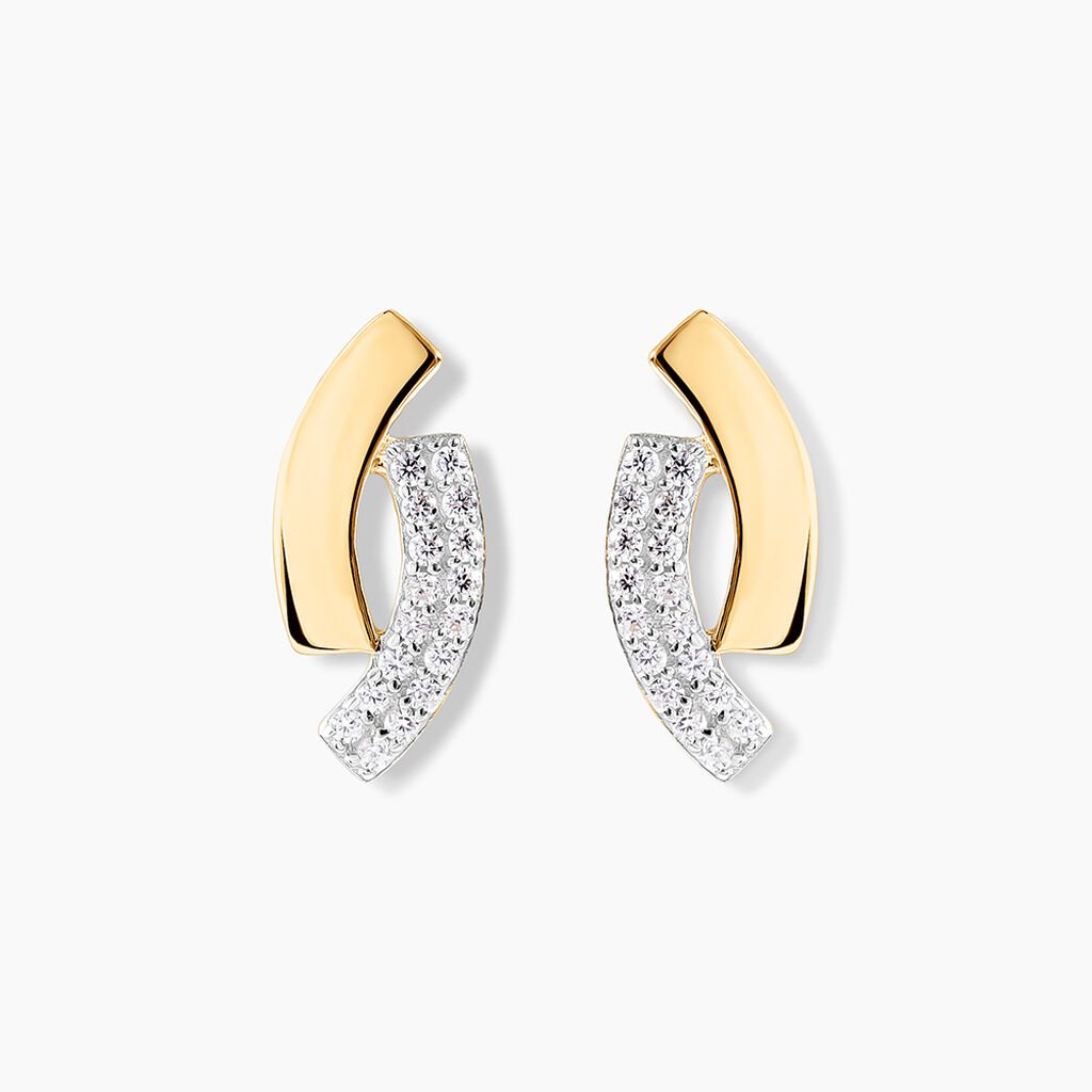 Boucles D'oreilles Puces Vero Or Jaune Oxyde De Zirconium - Clous d'oreilles Femme | Histoire d’Or