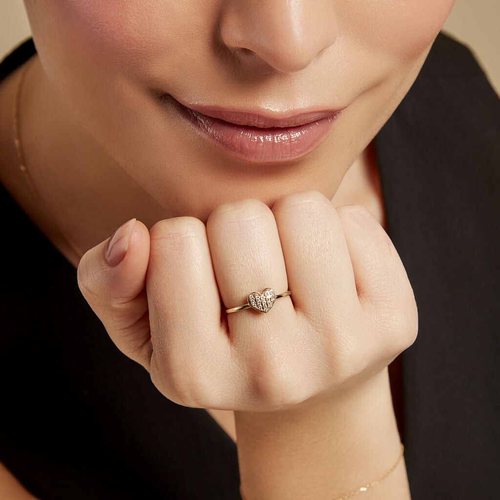 Bague Eclat D'amour Or Jaune Oxyde De Zirconium - Bagues avec pierre Femme | Histoire d&rsquo;Or