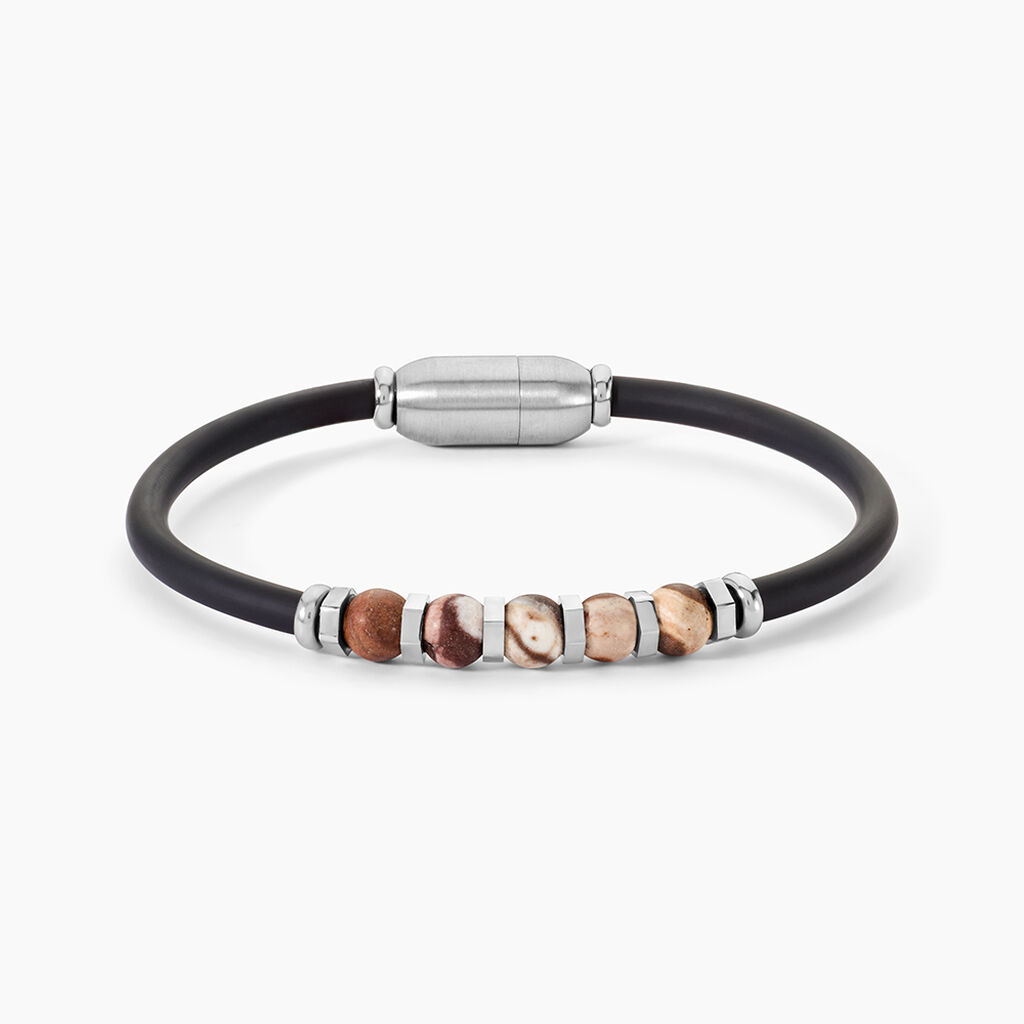 Bracelet Jourdan Caoutchouc Noir Agate - Bracelets Homme | Histoire d&rsquo;Or