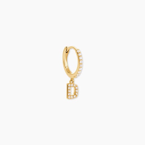 Cr&eacute;ole Unitaire L&eacute;ria Or Jaune Oxydes De Zirconium - Boucles d'oreilles empierr&eacute;es Femme | Histoire d&rsquo;Or
