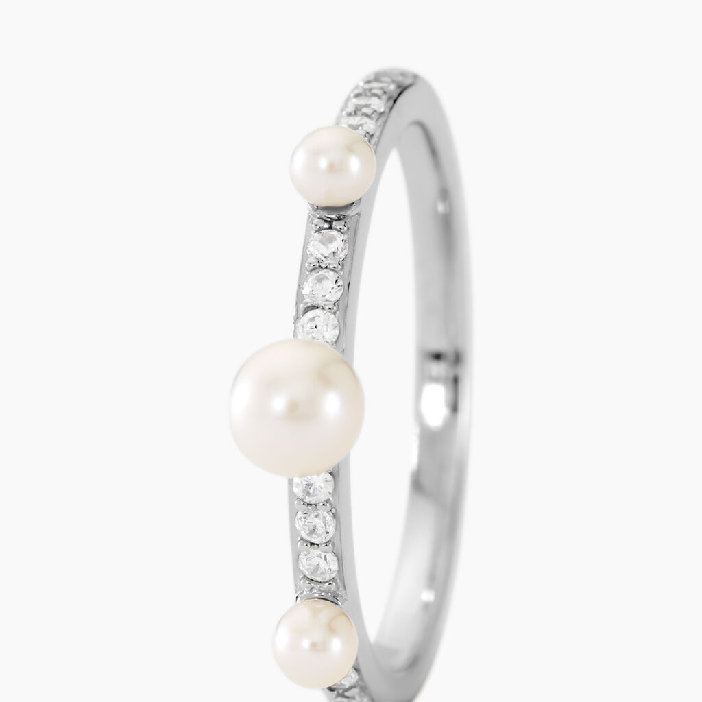 Bague Lua Argent Blanc Perle De Culture Oxyde De Zirconium - Bagues solitaires Femme | Histoire d&rsquo;Or