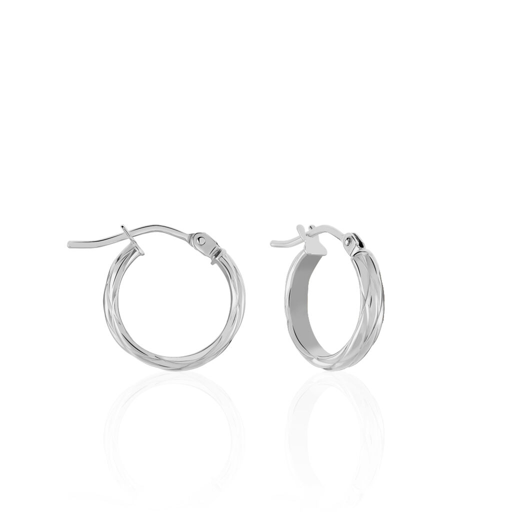 Créoles Ananas Or Blanc - Boucles d'oreilles créoles Femme | Histoire d’Or
