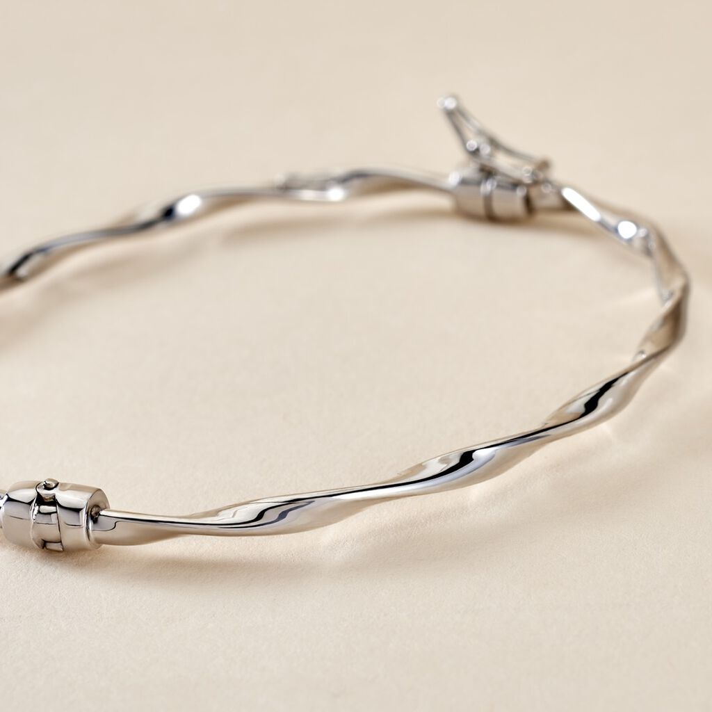 Bracelet Jonc Nathaelae Argent Blanc - Bracelets joncs Femme | Histoire d’Or