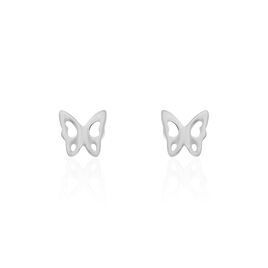 Boucles D'oreilles Puces Bartholomee Papillon Or Blanc - Clous d'oreilles Femme | Histoire d’Or