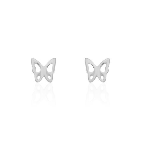 Boucles D'oreilles Puces Bartholomee Papillon Or Blanc - Clous d'oreilles Femme | Histoire d’Or