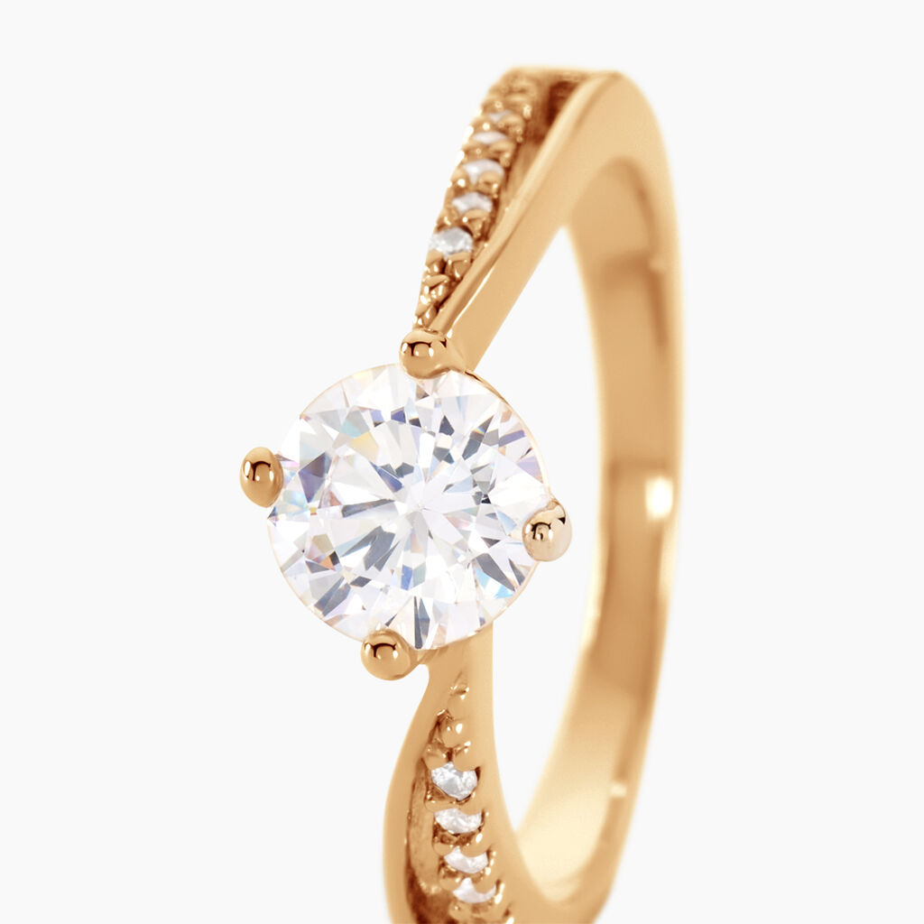 Bague Solitaire Sarah-lee Plaqu&eacute; Or Jaune Oxyde De Zirconium - Bagues solitaires Femme | Histoire d&rsquo;Or