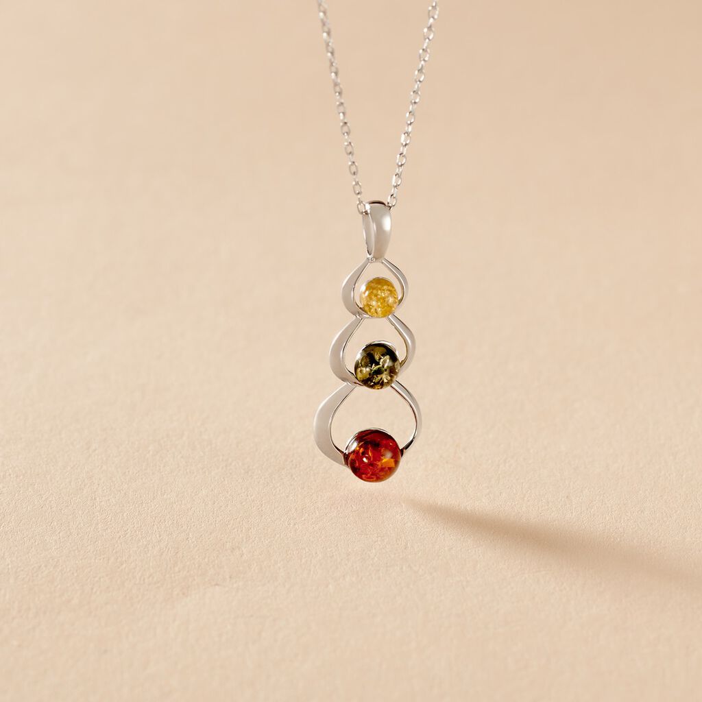 Collier Agneta Argent Blanc Ambre - Colliers fantaisie Femme | Histoire d&rsquo;Or