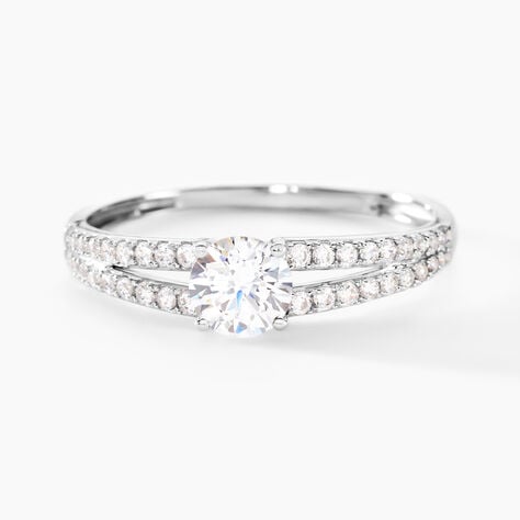 Bague Fina Or Blanc Oxyde De Zirconium - Bagues solitaires Femme | Histoire d&rsquo;Or
