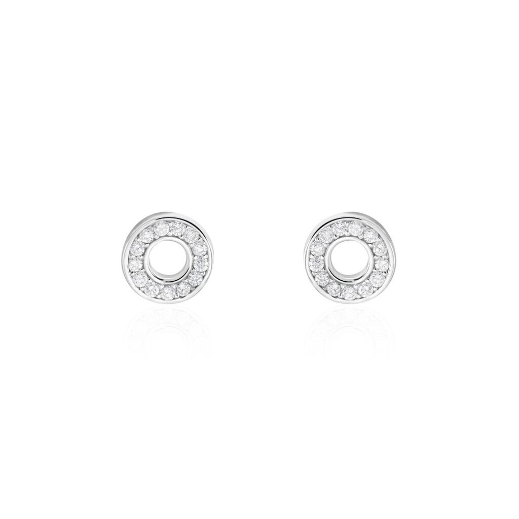 Boucles D'oreilles Puces Argent Blanc Eujen Oxydes De Zirconium - Boucles d'oreilles fantaisie Femme | Histoire d’Or