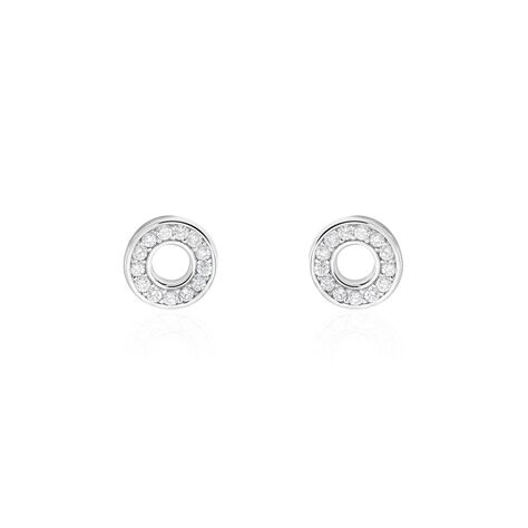 Boucles D'oreilles Puces Argent Blanc Eujen Oxydes De Zirconium - Boucles d'oreilles fantaisie Femme | Histoire d’Or