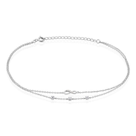 Chaîne De Cheville Aurelio Argent Blanc Oxyde De Zirconium - Chaînes de cheville Femme | Histoire d’Or