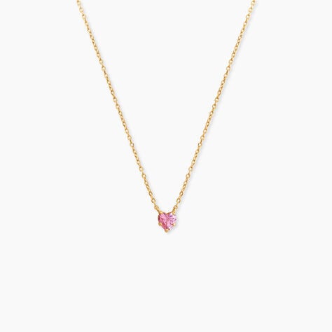Collier Avaya Argent Dor&eacute; A L'Or 750/1000 Oxyde De Zirconium - Bijoux avec pierres Enfant | Histoire d&rsquo;Or