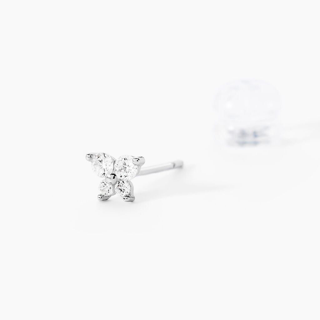 Boucles D'oreilles Puces Jemila Or Blanc Oxyde De Zirconium - Clous d'oreilles Femme | Histoire d&rsquo;Or