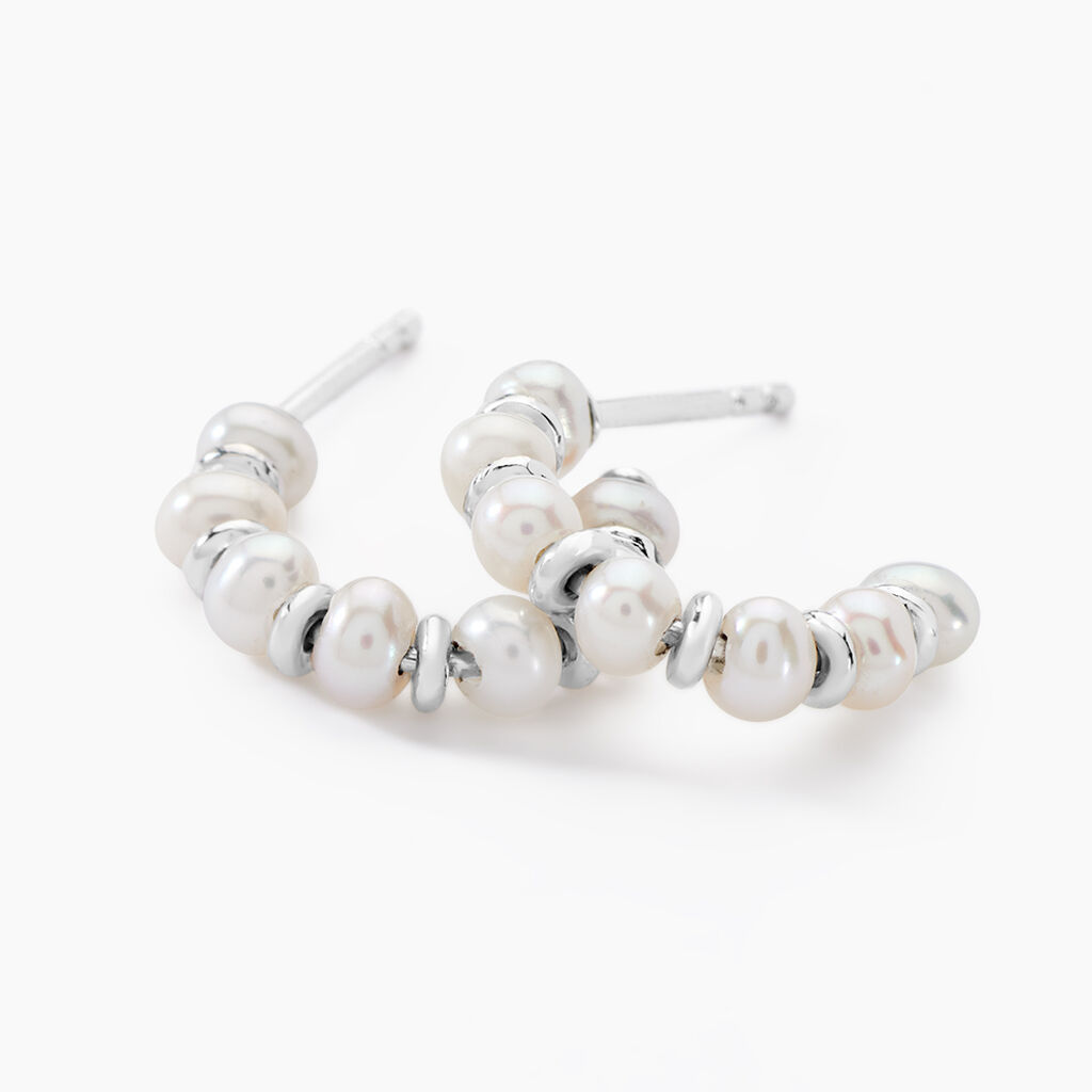 Créoles Perlissima Argent Blanc Perle De Culture - Boucles d'oreilles créoles Femme | Histoire d’Or