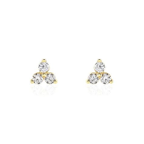 Boucles D'oreilles Puces Isaora Or Jaune Oxyde De Zirconium - Clous d'oreilles Famille | Histoire d’Or
