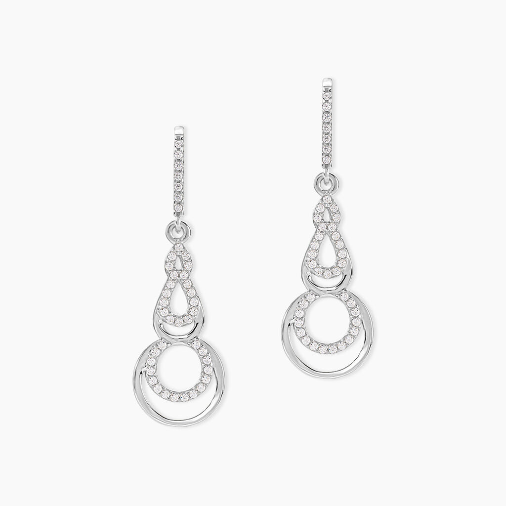 Boucles D'oreilles Pendantes Greta Argent Blanc - Boucles d'oreilles fantaisie Femme | Histoire d&rsquo;Or