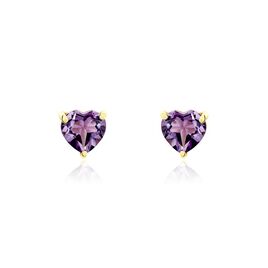 Boucles D'oreilles Puces Salona Or Jaune Amethyste Violet - Clous d'oreilles Femme | Histoire d’Or