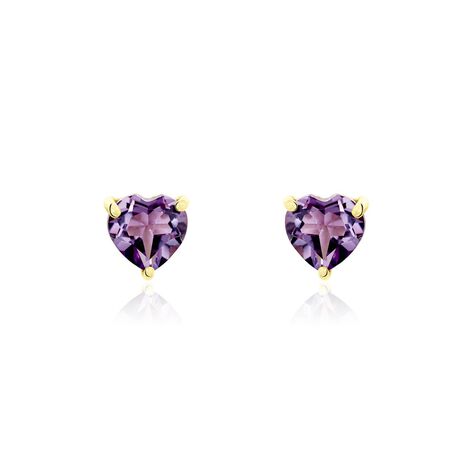 Boucles D'oreilles Puces Salona Or Jaune Amethyste Violet - Clous d'oreilles Femme | Histoire d’Or