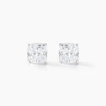 Boucles D'oreilles Puces Doreen Carre Or Blanc Oxyde De Zirconium - Clous d'oreilles Femme | Histoire d&rsquo;Or