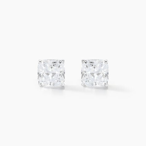 Boucles D'oreilles Puces Doreen Carre Or Blanc Oxyde De Zirconium - Clous d'oreilles Femme | Histoire d&rsquo;Or