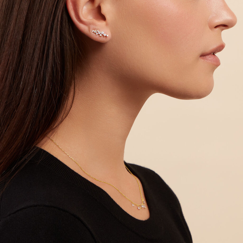 Boucles D'oreilles Puces Orlando Or Jaune Diamant Synthétique - Clous d'oreilles Femme | Histoire d’Or