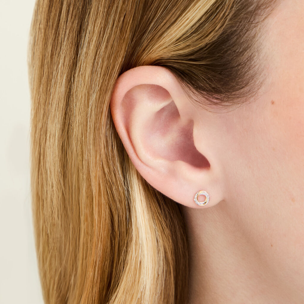 Boucles D'oreilles Puces Or Jaune Pamila Diamants - Boucles d'oreilles pierres pr&eacute;cieuses Femme | Histoire d&rsquo;Or