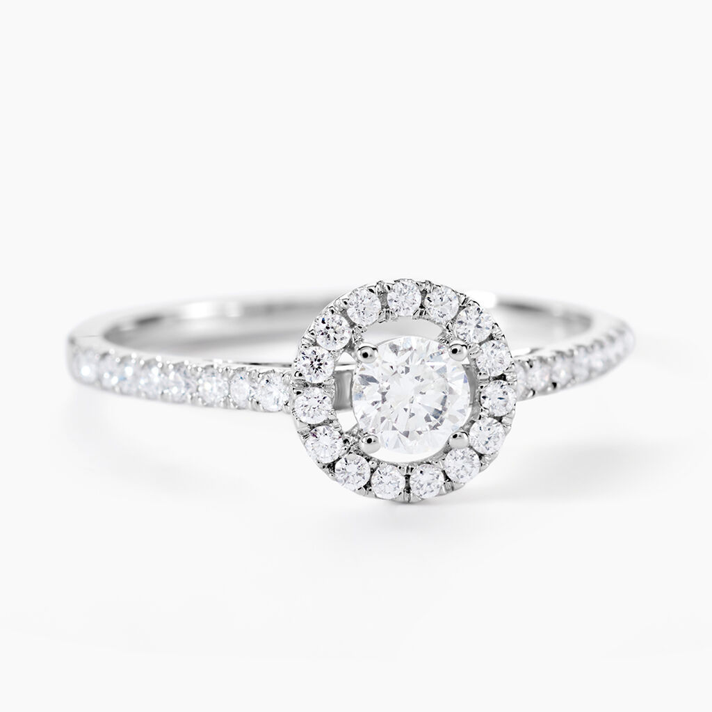 Bague Or Blanc Cadence Diamants - Bagues solitaires Femme | Histoire d&rsquo;Or