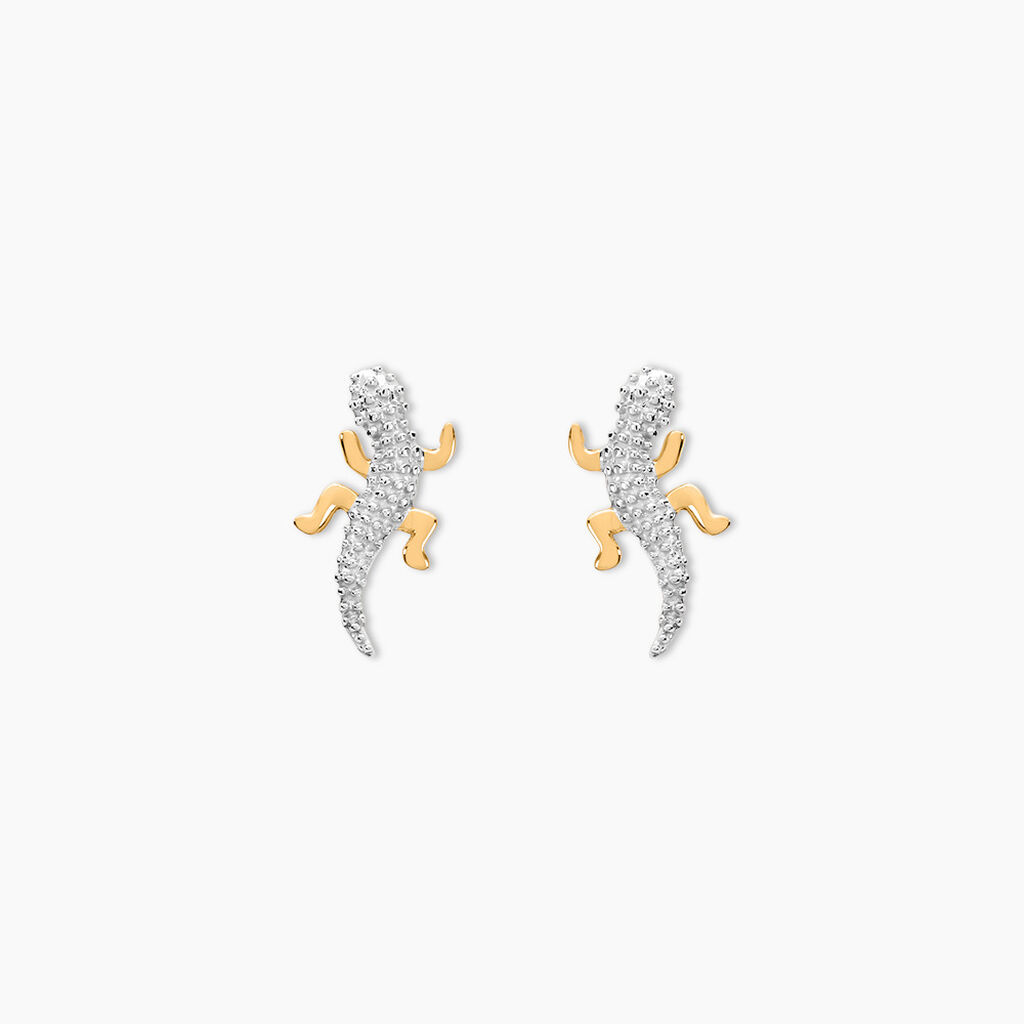 Boucles D'oreilles Puces Azzedine Salamandre Or Bicolore