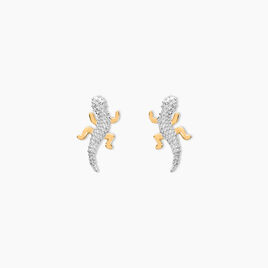 Boucles D'oreilles Puces Azzedine Salamandre Or Bicolore - Clous d'oreilles Femme | Histoire d’Or